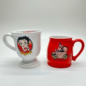 Betty Boop White and Red Mugs‎ Set of 2 white 2006 Red 2008